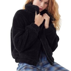 UO Brown Cropped Teddy Jacket size M